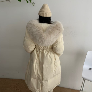 2024新款 派克服 专业羽绒服ins潮90白鸭绒外套女长款 过膝宽松大码