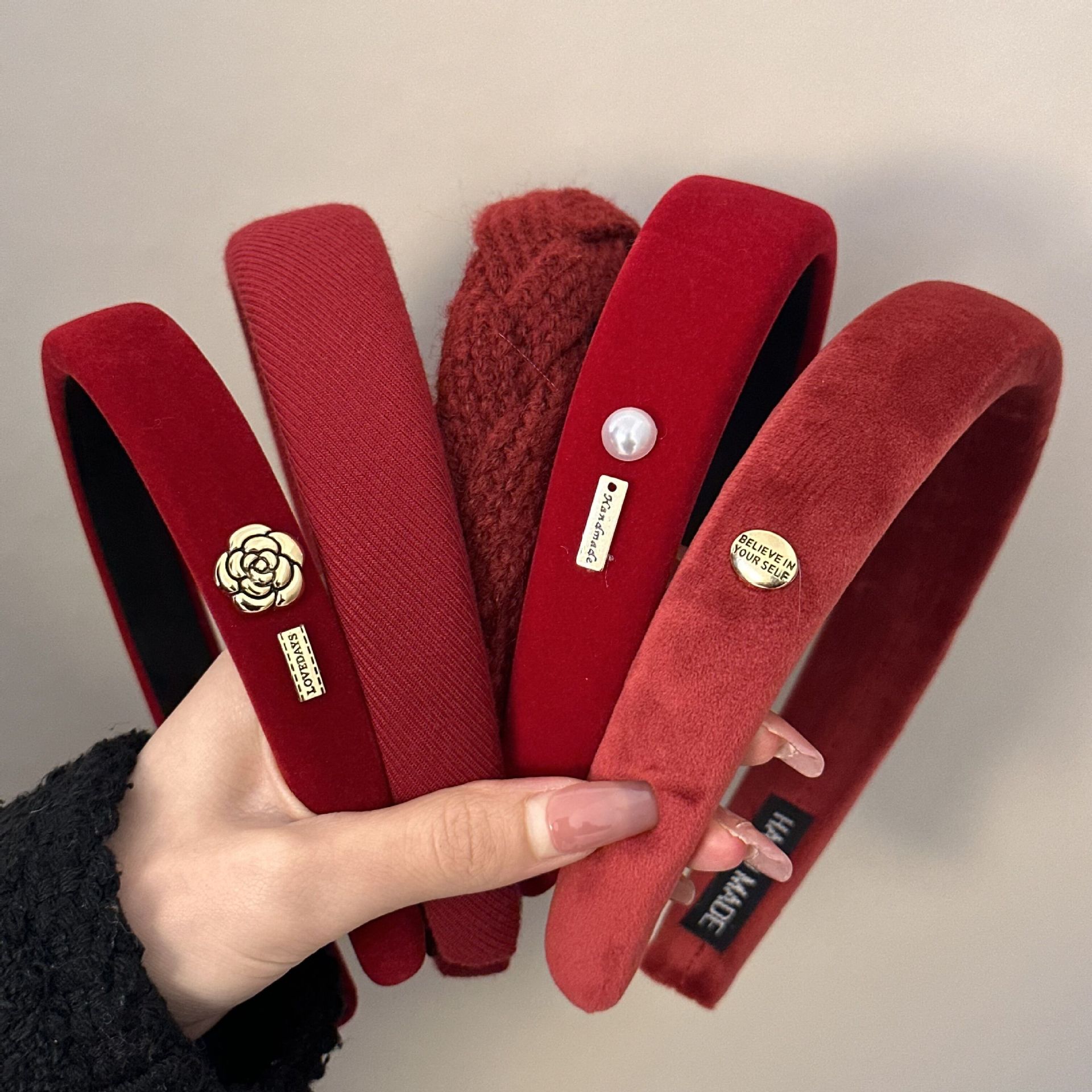 红色系秋冬海绵发箍高颅顶高级感头箍女新款简约日常洗脸头饰发饰