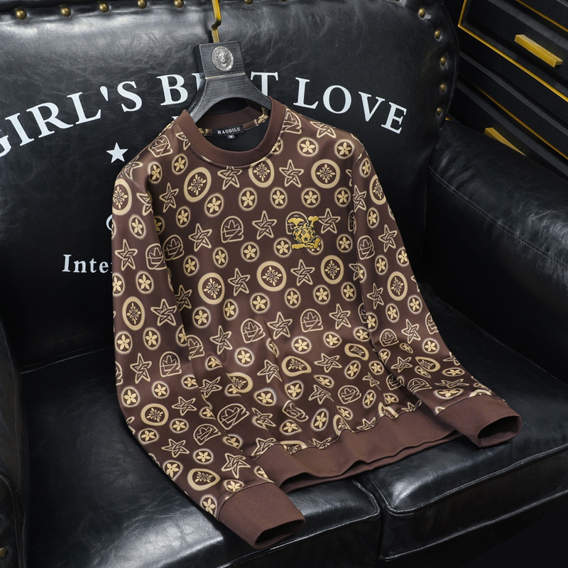 新款2024秋冬高档潮流休闲印花烫印男士长袖卫衣9038P100，男装卫衣，钱塘6018（原3088）