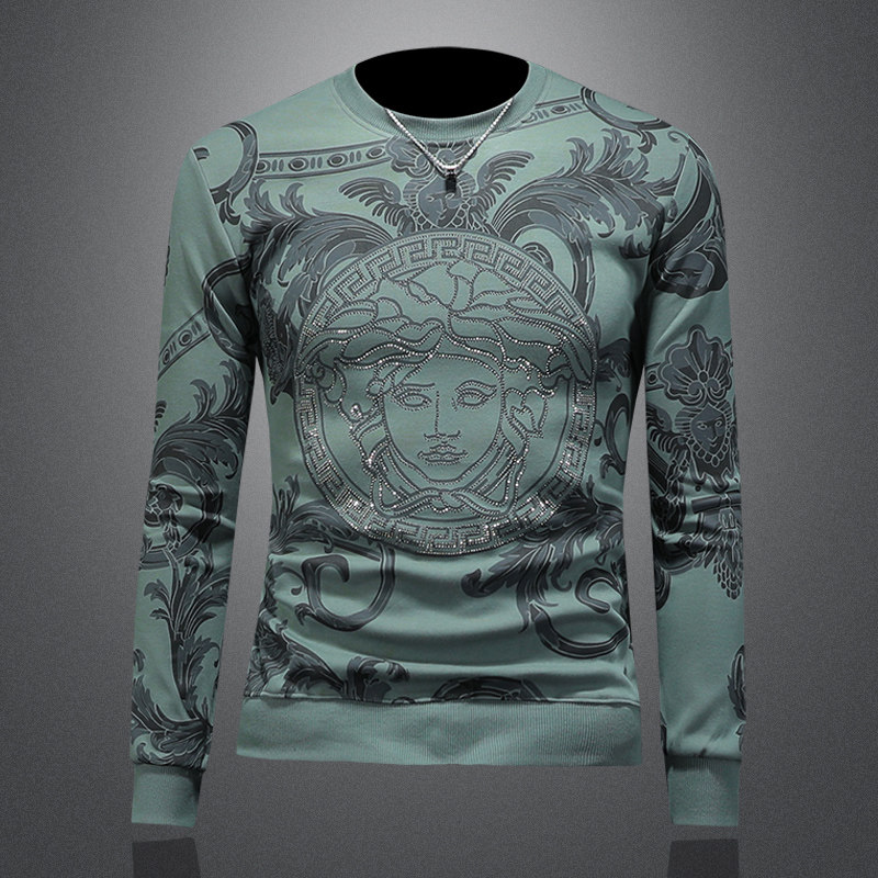 2025秋冬新款欧货潮流烫钻印花男士长袖卫衣12071P105，男装卫衣，钱塘6018（原3088）