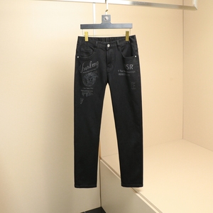 2025秋冬新款高品质修身弹力印花刺绣男士小直筒牛仔裤 5559 P130，男装牛仔裤，钱塘6018（原3088）