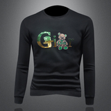 商标已授权2024秋冬新款高档珠片绣花小熊男士长袖卫衣9070P105，男装卫衣，钱塘6018（原3088）