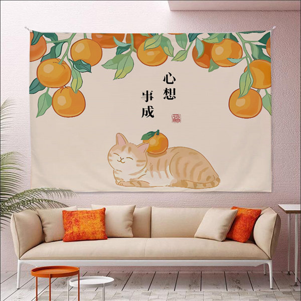 墙壁背景布新中式挂布客厅餐厅