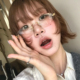 中古风无框眼镜2025新款 女潮流显脸小防蓝光椭圆素颜平光镜ins风