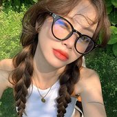 韩版 女素颜超轻TR90防蓝光镜框 复古黑圆框可配近视眼镜小红书同款