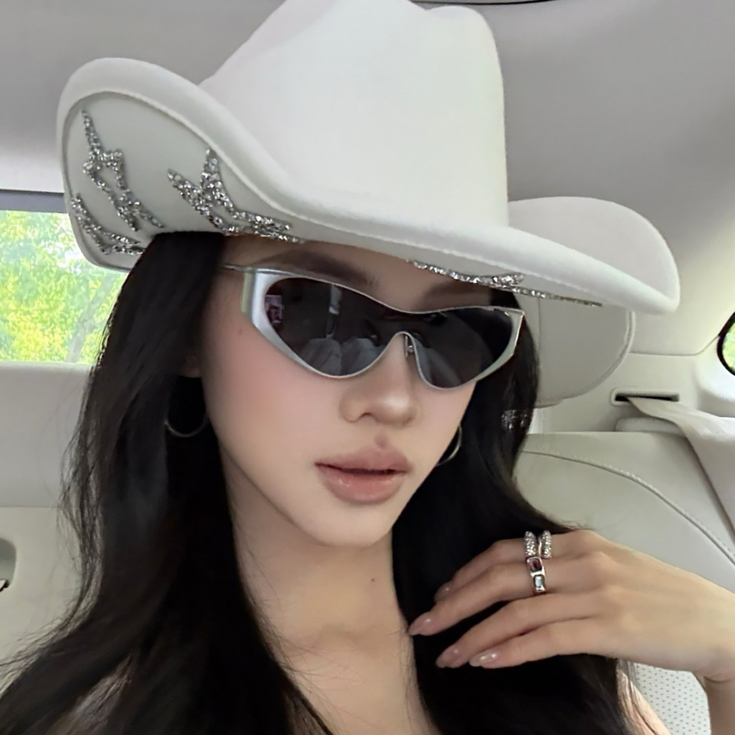 Y2K未来感金属猫眼墨镜女个性街拍凹造型千禧风太阳眼镜防紫外线