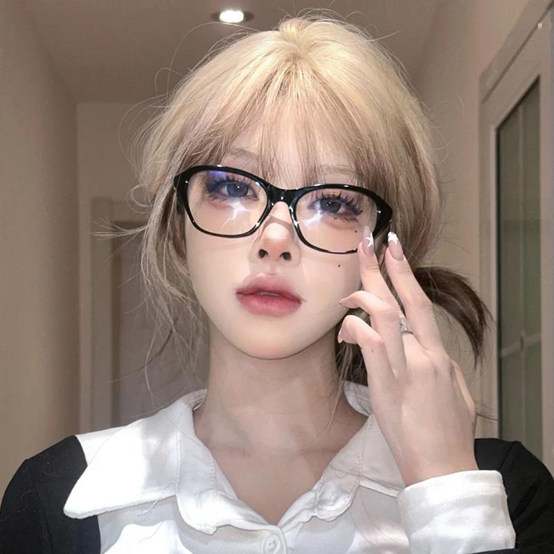 复古多边形猫眼眼镜女方圆脸显瘦时尚素颜神器防蓝光眼镜可配近视