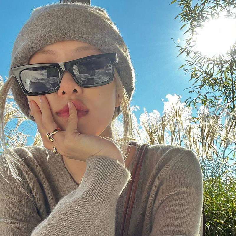 rose墨镜圆脸显瘦复古长方形