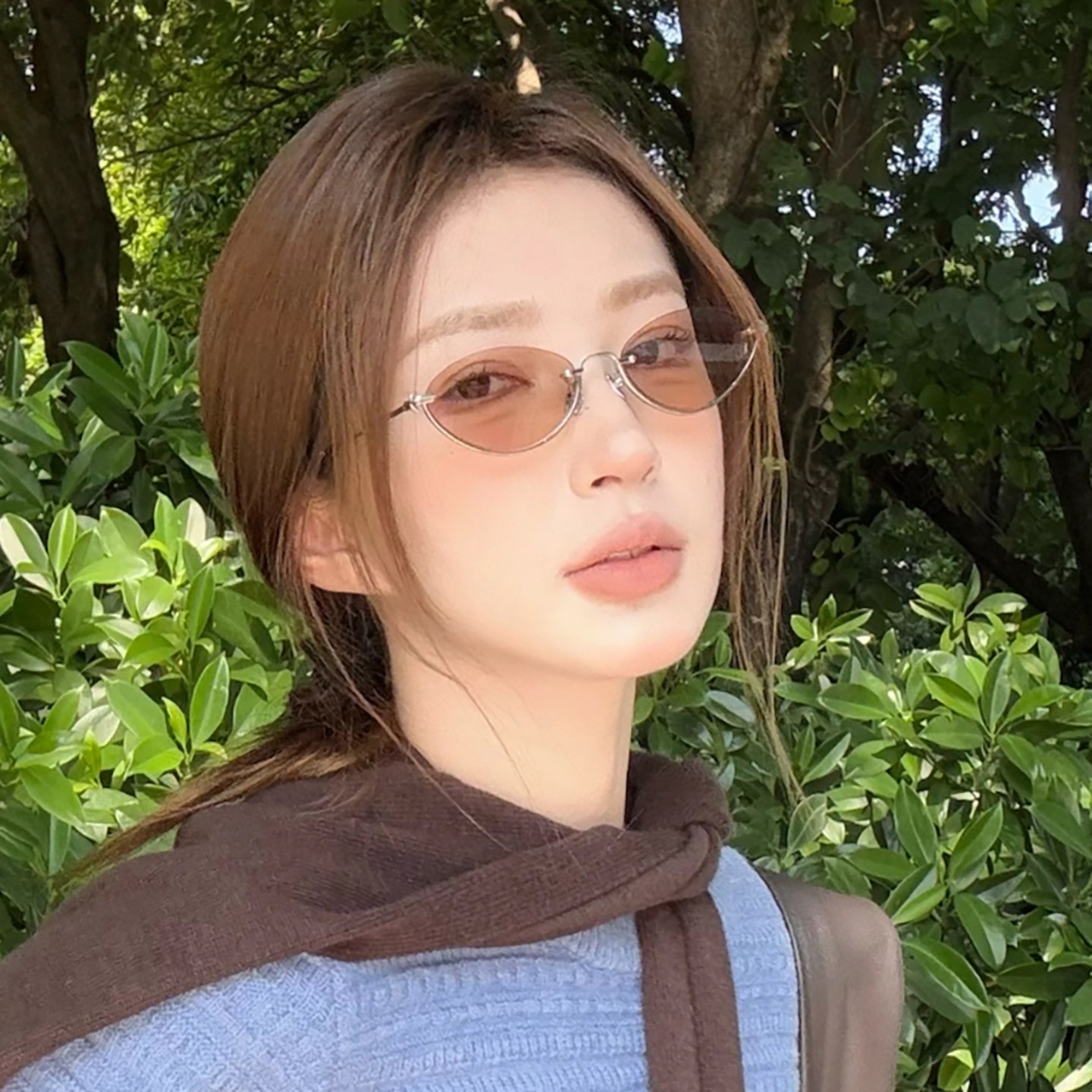 复古老钱风半框茶色墨镜女款高级感显脸小简约防紫外线太阳镜潮,ZIPPO/瑞士军刀/眼镜,太阳眼镜,淘宝优惠券,粉丝福利购,淘宝优惠卷