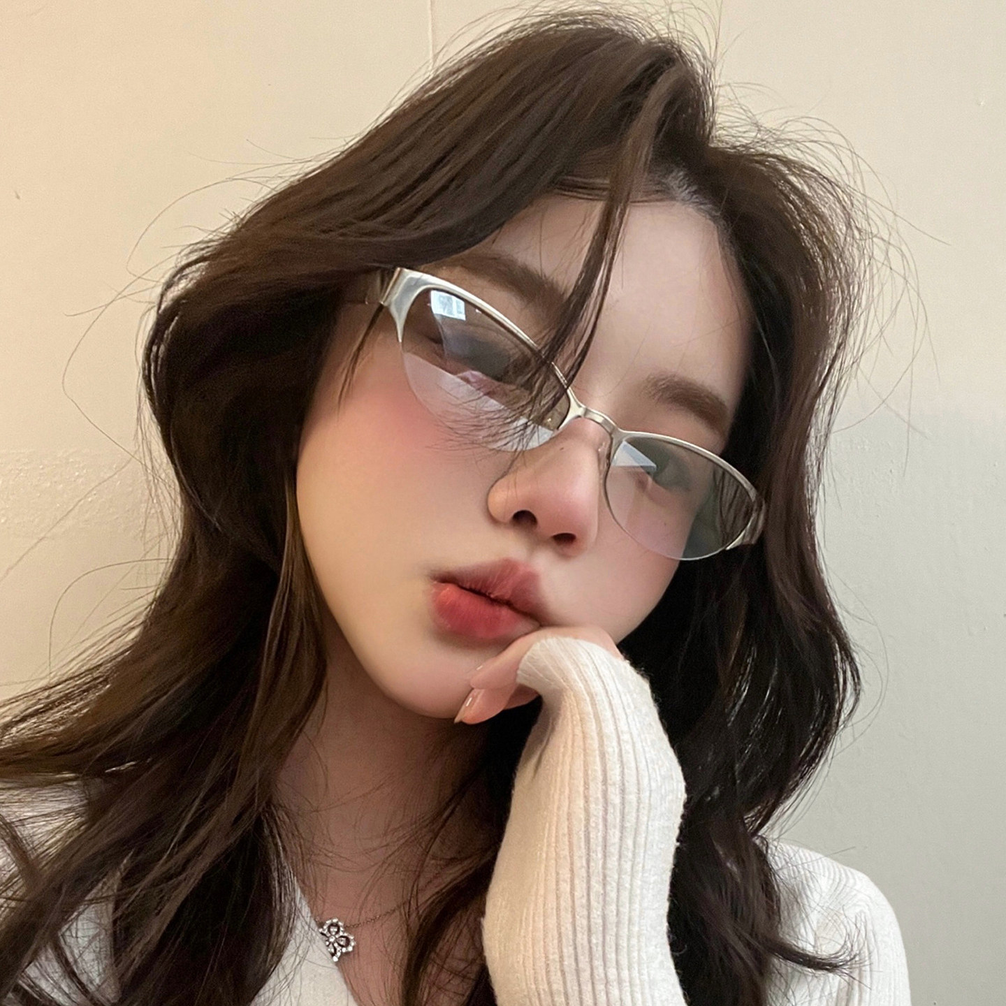 美式复古猫眼水银色墨镜女个性时尚辣妹凹造型街拍防紫外线太阳镜