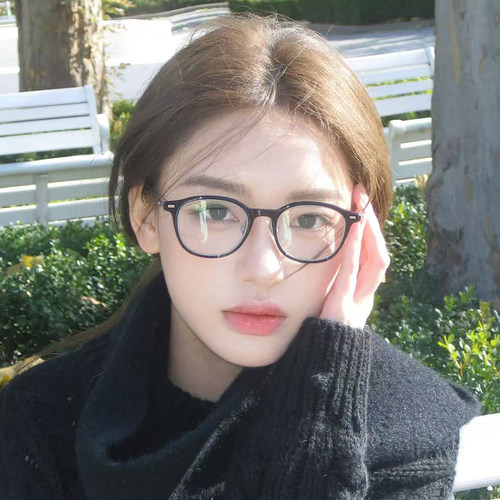 文艺黑色高级感眼镜韩女方圆脸显脸小素颜神器氛围感圆框近视镜框