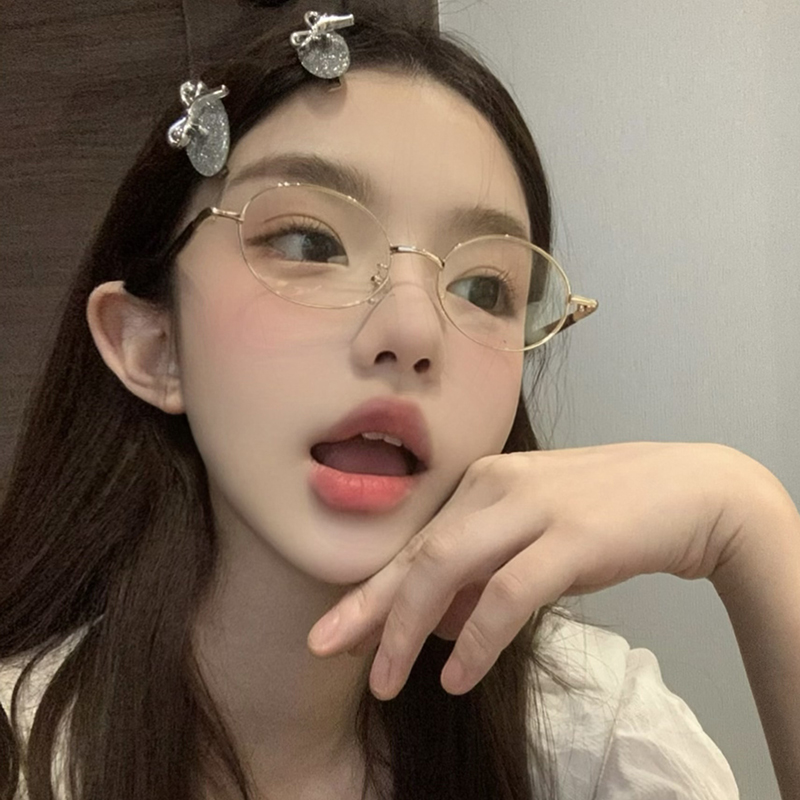 韩系椭圆小框金丝眼镜ins风女小脸超轻素颜眼镜可配度数近视镜框