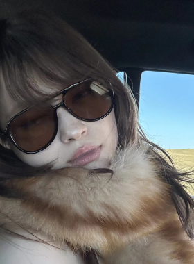 复古茶色椭圆大框太阳镜女潮流显脸小欧美时尚飞行员街拍出游墨镜