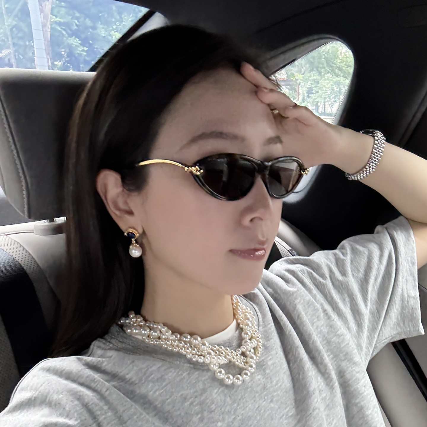 欧美时尚猫眼绳结镜腿墨镜女老钱风潮人街拍显脸小复古防晒太阳镜