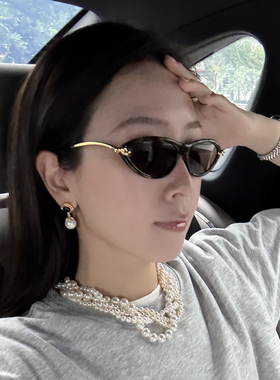 欧美时尚猫眼绳结镜腿墨镜女老钱风潮人街拍显脸小复古防晒太阳镜