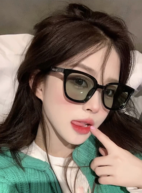 gm绿色墨镜女夏季防晒高级感ins韩版潮网红方形防紫外线太阳镜潮