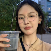 韩系复古小框眼镜可配度数女小脸素颜防蓝光镜装 饰金丝边近视镜潮