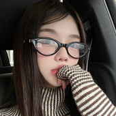 韩系复古黑框猫眼眼镜女高级感素颜神器方圆脸显脸小可配度数镜框