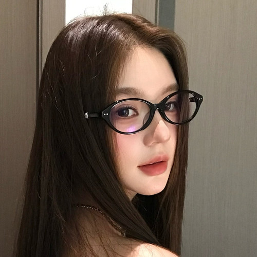 韩系椭圆黑框氛围感眼镜女时尚显脸小素颜超轻镜框可配度数ins风