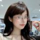 纯欲素颜无框眼镜女圆脸显脸小韩系超轻清冷感银丝平光镜可配度数