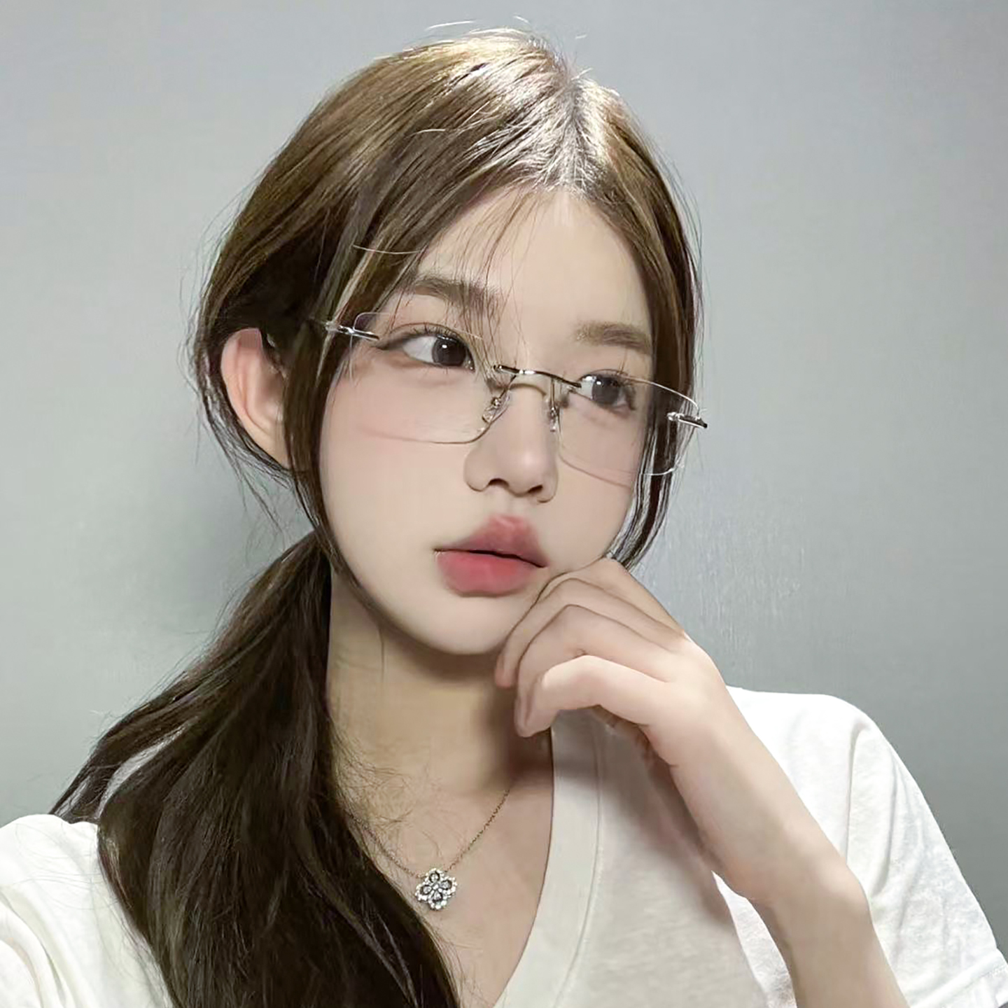 韩版素颜神器超轻无框显脸小眼镜