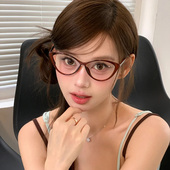 复古超轻tr90猫形辣妹眼镜女方圆脸美式 甜酷素颜防蓝光镜近视镜框