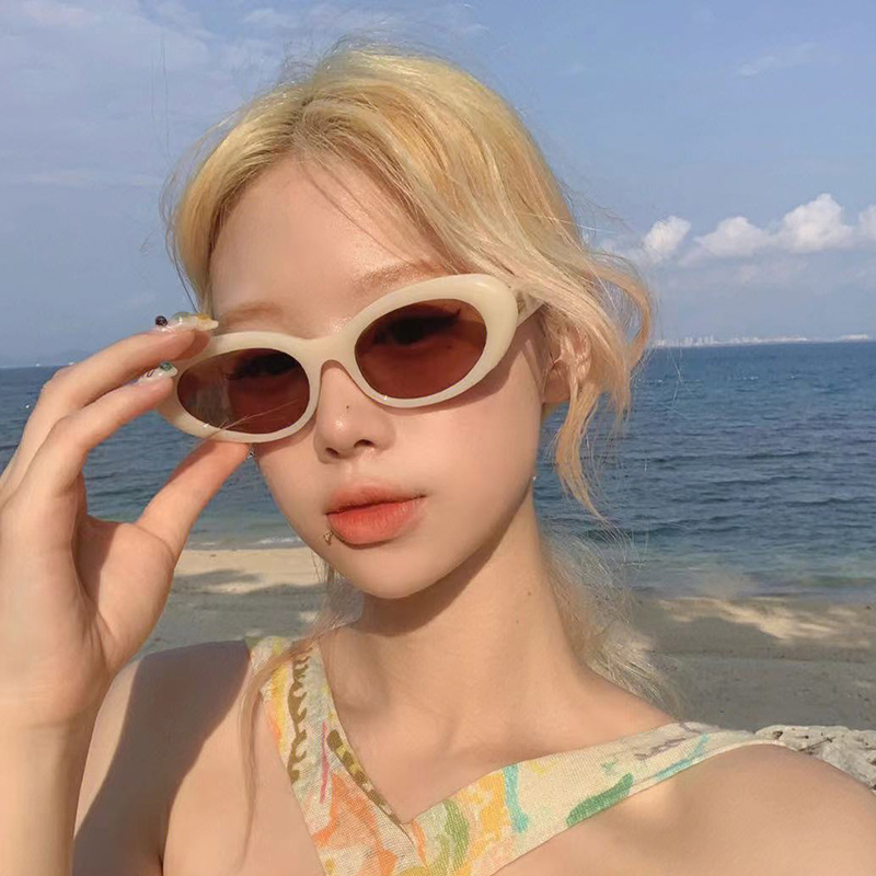 欧美椭圆海边度假防紫外线太阳镜