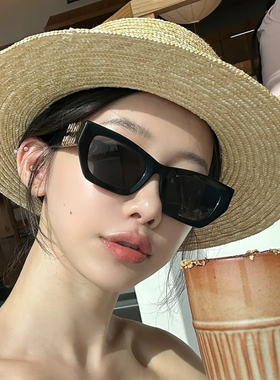 欧美猫眼字母墨镜女个性高级感凹造型防晒夏季遮阳太阳镜防紫外线