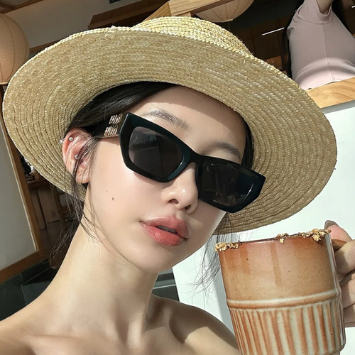 欧美猫眼字母墨镜女个性高级感凹造型防晒夏季遮阳太阳镜防紫外线