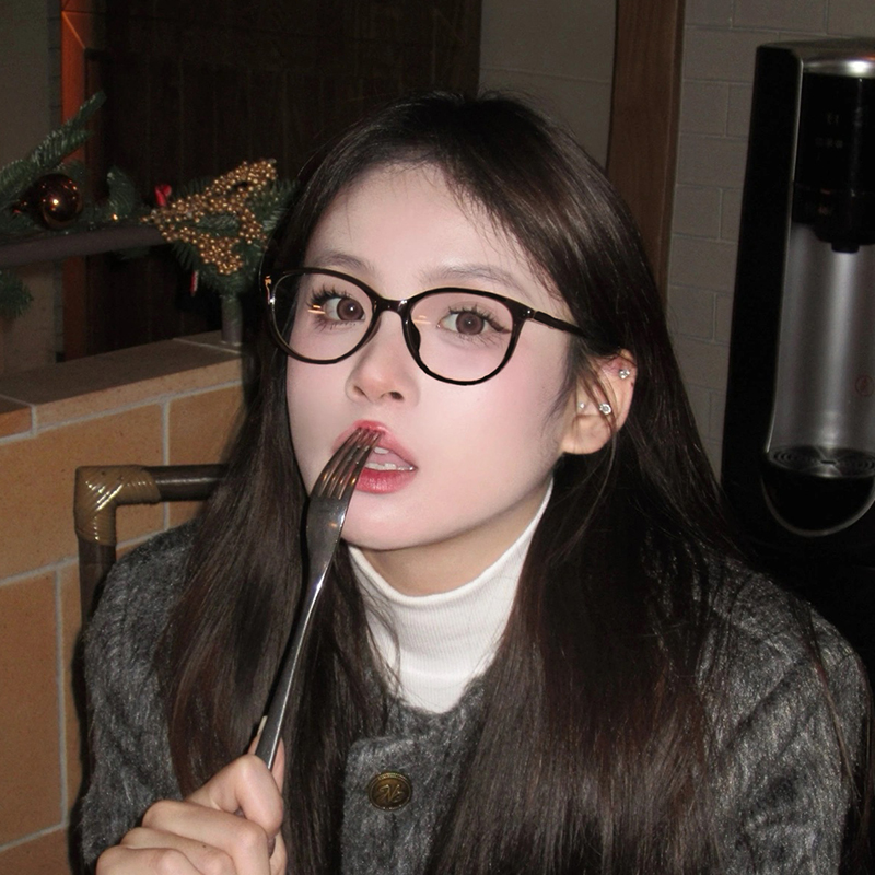 韩版小框早八素颜猫眼氛围感眼镜