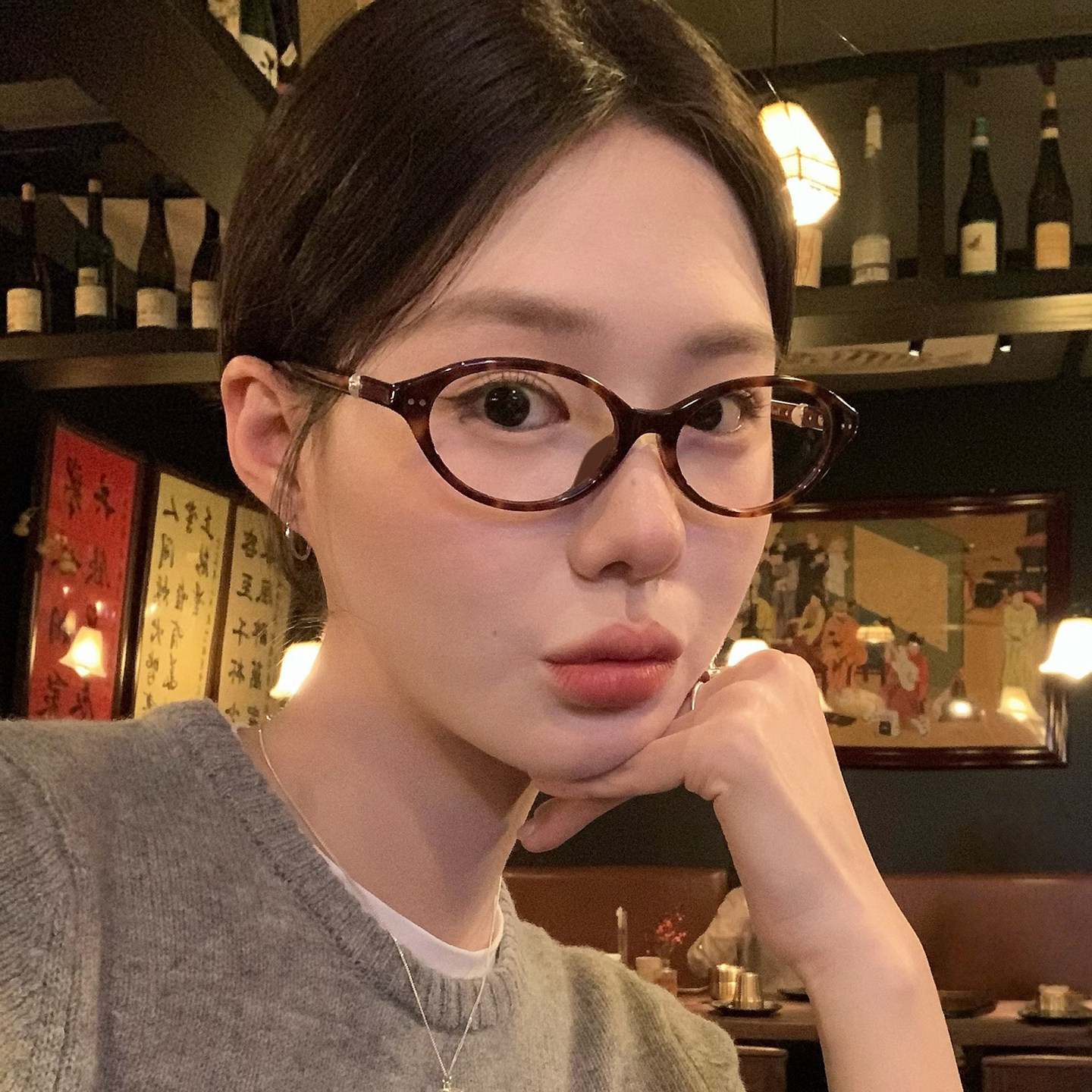 复古玳瑁椭圆框眼镜女氛围感文艺书呆子防蓝光镜小脸气质可配度数