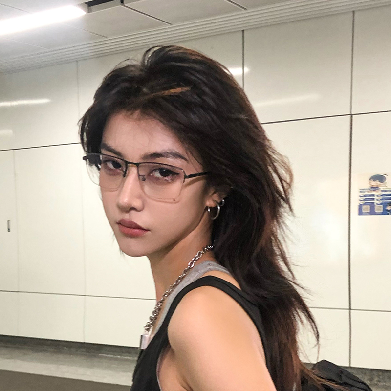 防蓝光素颜超轻半款神器眼镜个性