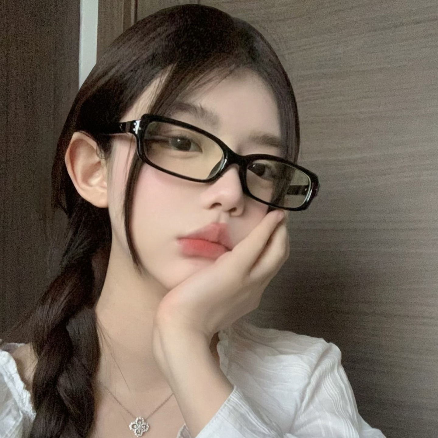 韩系黑色长方形窄框眼镜女小脸凹造型COS时尚素颜平光镜可配度数