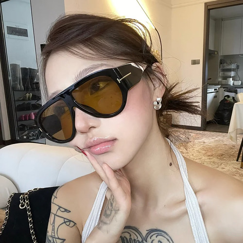 欧美复古墨镜超大框飞行员式蛤蟆镜男女圆脸大脸显瘦遮阳太阳眼镜