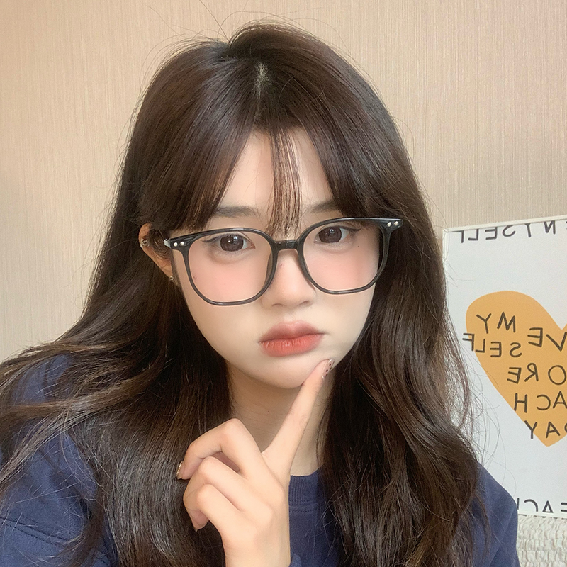 韩版网红同款素颜神器椭圆眼镜