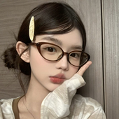 美拉德茶色猫眼小框眼镜女素颜神器方圆脸显脸小防蓝光可配度数潮