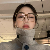 茶色大框方形眼镜女素颜显脸小高级感大脸显瘦可配度数防蓝光镜潮