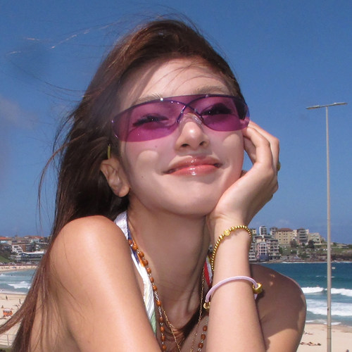 欧美紫色无框Y2K未来感个性太阳镜女个性网红同款街拍凹造型墨镜