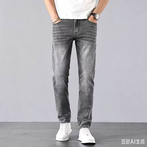 高端2026夏季薄款黑灰色牛仔裤