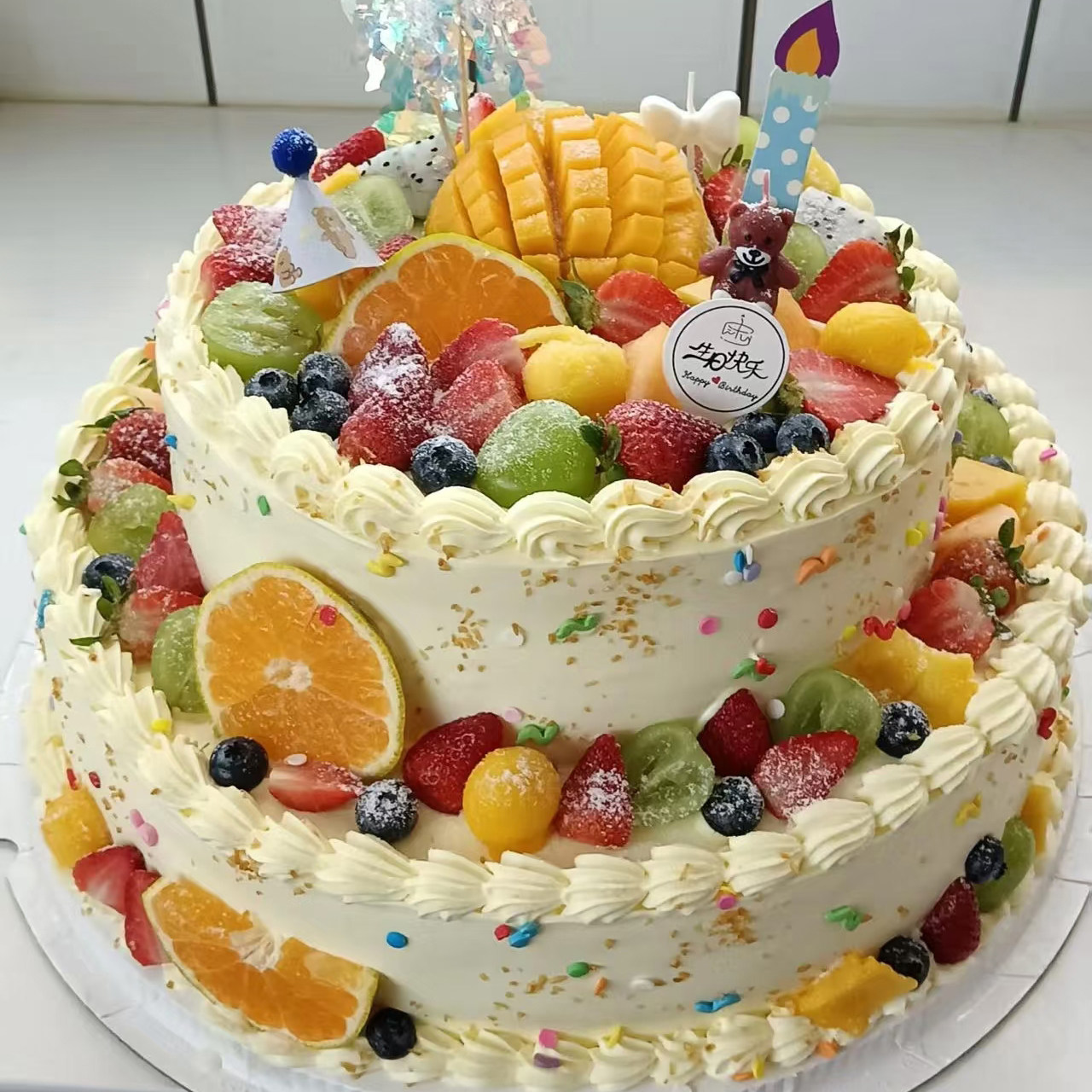 新款水果双层生日蛋糕北京上海天津沈阳长春大连青岛济南全国送