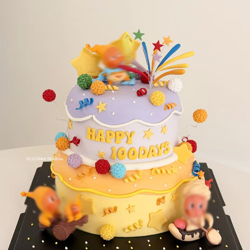 星星人公仔周岁百天宝宝生日蛋糕上海北京杭州重庆成都南京同城送
