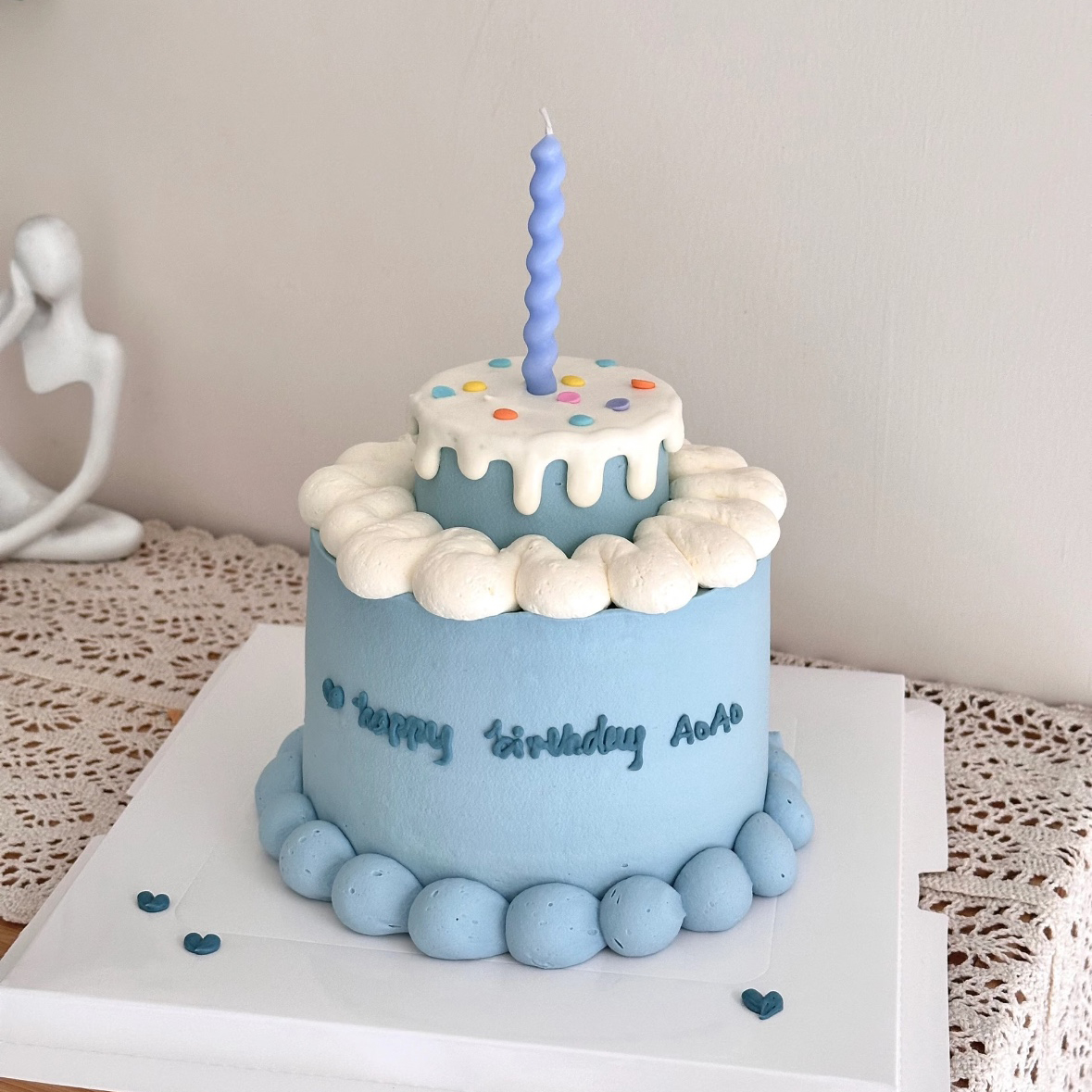 奶油手绘双层小蛋糕4寸生日蛋糕上海杭州广州南京苏州重庆全国送