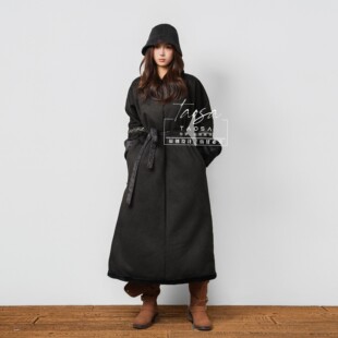 D017-鹿茸皮冬季保暖宽松长款外套棉服加厚