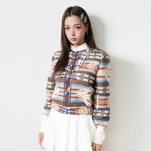 印第安针织花纹民族风外套秋冬厚保暖女装短款蒙古族复古文艺