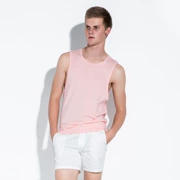 Vest màu rắn nam mùa hè thể dục vest vai áo len cotton nam thanh niên không tay áo thun - Áo vest cotton