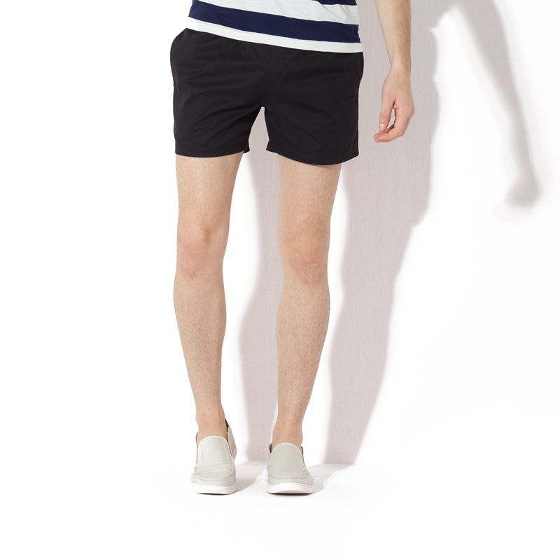 纯棉沙滩裤 黑色3分中裤舒适 港风运动短裤男夏季韩版修身三分裤
