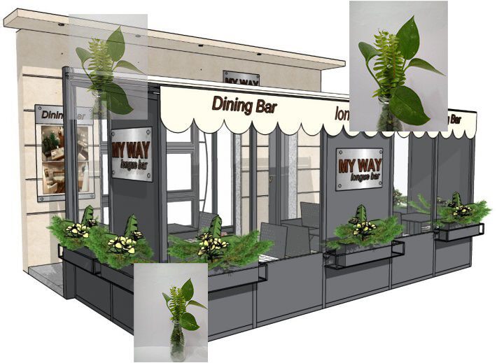 咖啡馆门面室外休息亭室内工装西餐厅咖啡厅奶茶店草图大师su模型