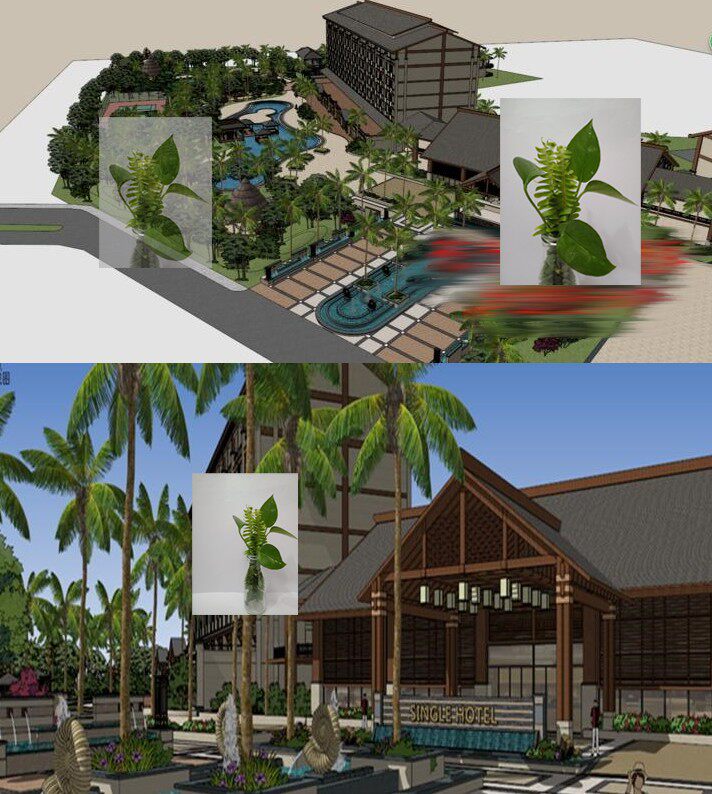 东南亚热带雨林滨海度假村酒店民宿客栈建筑规划草图大师su模型