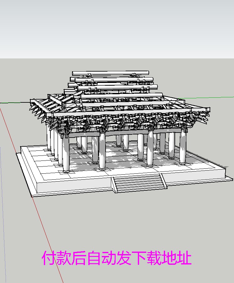 su模型寺院寺庙 大雄宝殿斗拱结构sketchup草图大师skp模型
