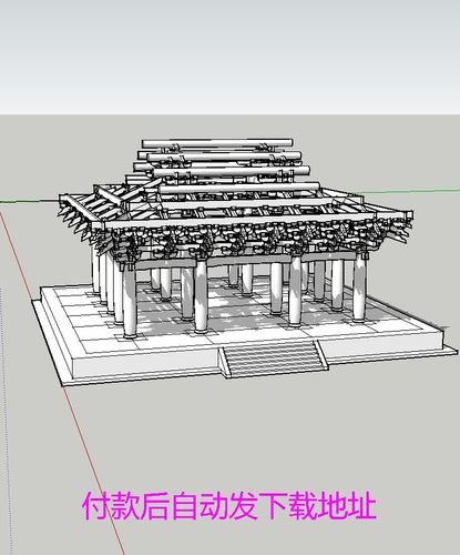 中式仿古建筑斗拱结构三开间单檐歇山顶大雄宝殿 梁架屋架SU模型